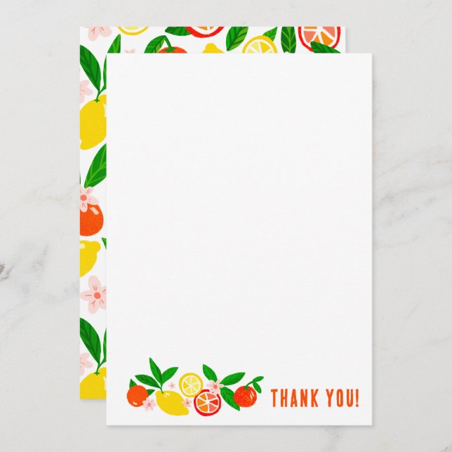 Carte De Remerciements Citrus Celebration Custom Colorful Blank Note (Devant / Derrière)