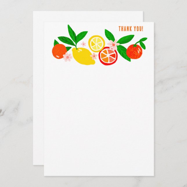 Carte De Remerciements Citrus Celebration Custom Colorful Blank Note (Devant / Derrière)