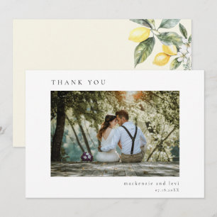 Carte De Remerciements Citrus citron minimal Simple Élégant Mariage Photo
