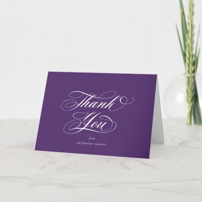 Carte De Remerciements Clair Purple Élégant Script Graduation (Devant)