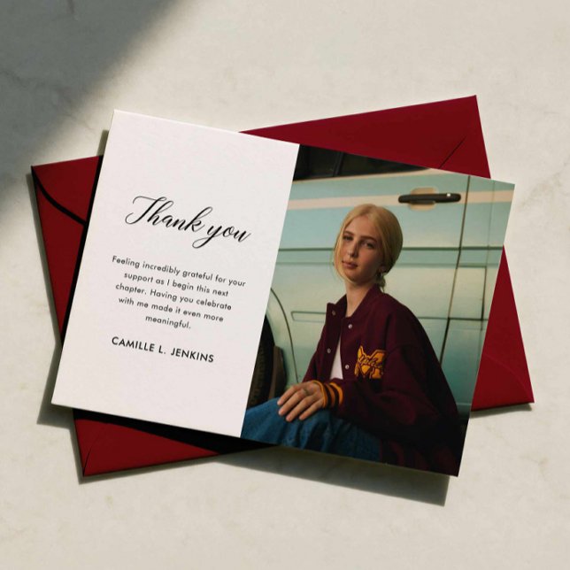 Carte De Remerciements Class of 2026 Graduation Thank You Card (Modern Minimalist Graduation Photo Thank you card)