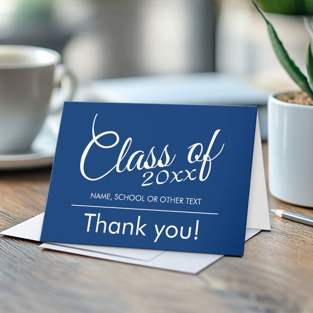 Carte De Remerciements Classe avec année personnalisée et lycée (Custom, Personalized Graduation Congratulations - Folded Greeting Card)