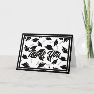 Carte De Remerciements Classe de 2024 Black and White Graduation Party