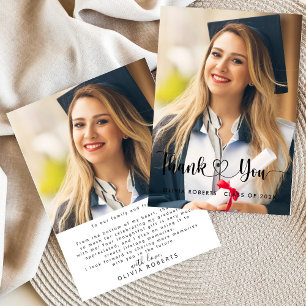 Carte De Remerciements Classe de 202x Graduation Photo