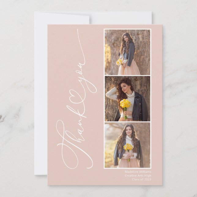 Carte De Remerciements Classe de collage photo de graduation moderne de 2 (Devant)