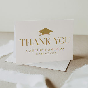 Carte De Remerciements Classe d'or moderne de 2025 Graduation