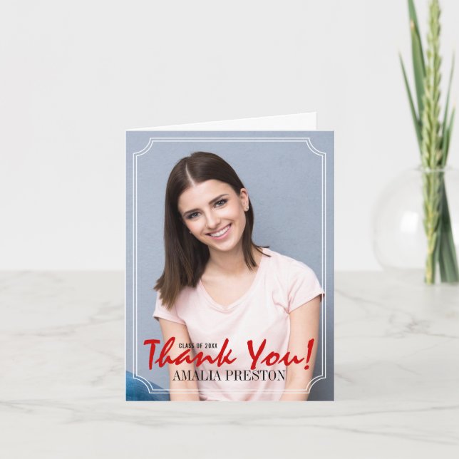 Carte De Remerciements Classe manuscrite rouge et noire de 2021 (Devant)