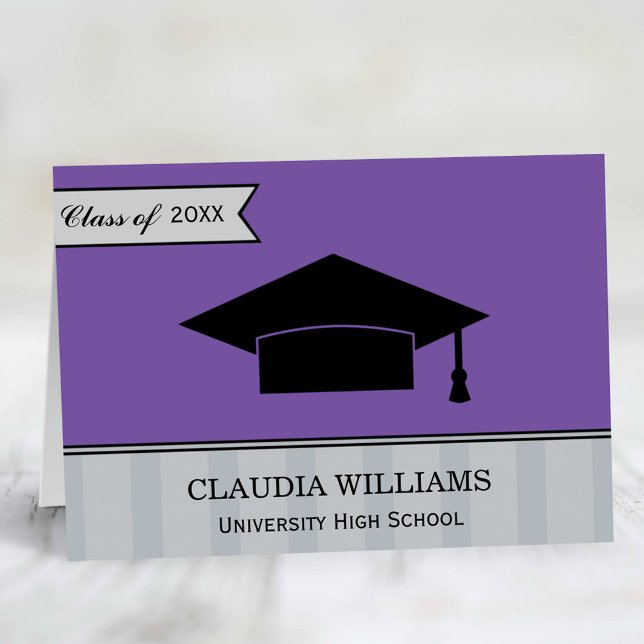 Carte De Remerciements Classe moderne de 2025 Purple Custom Graduation (Créateur téléchargé)