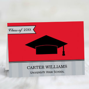 Carte De Remerciements Classe moderne de 2025 Red Custom Graduation