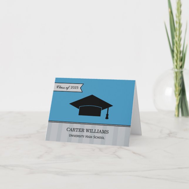Carte De Remerciements Classe moderne de 2025 Sky Blue Custom Graduation (Devant)