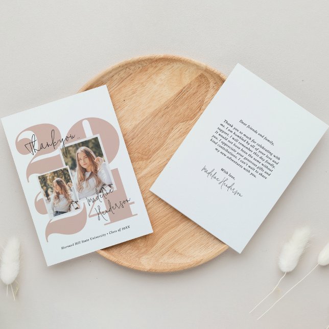 Carte De Remerciements Classe simple Année 2 Photo Collage Graduation (Créateur téléchargé)