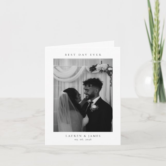Carte De Remerciements Classic Best Day Ever Wedding Photo Folded (Devant)