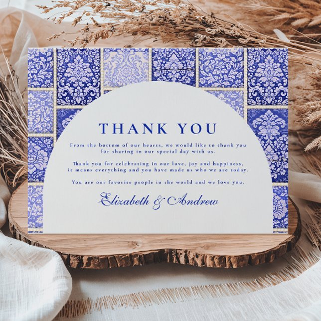 Carte De Remerciements Classic Blue Porcelain Patchwork Wedding (Créateur téléchargé)