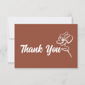 Carte De Remerciements Classic Boho Burnt Orange Floral Sketch