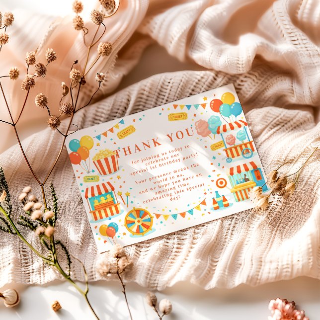 Carte De Remerciements Classic Carnival Storybook Birthday (Créateur téléchargé)