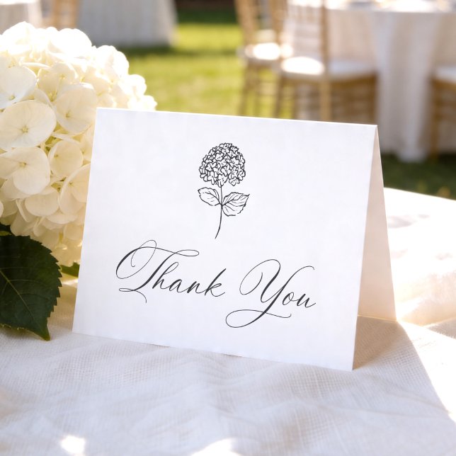 Carte De Remerciements Classic Charcoal Hydrangea Photo Wedding (Créateur téléchargé)