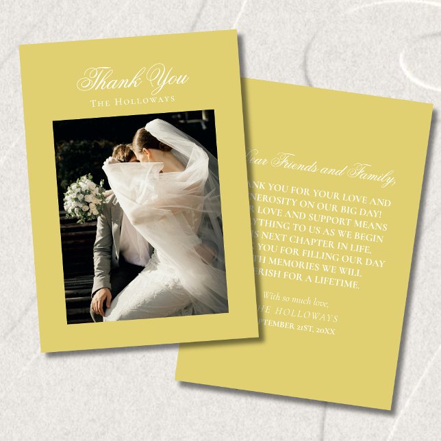 Carte De Remerciements Classic Chartreuse Wedding Photo Thank You Card (Classic Chartreuse Wedding Photo Thank You Card)