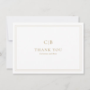 Carte De Remerciements Classic Elegant Simple Monogram Gold Mariage
