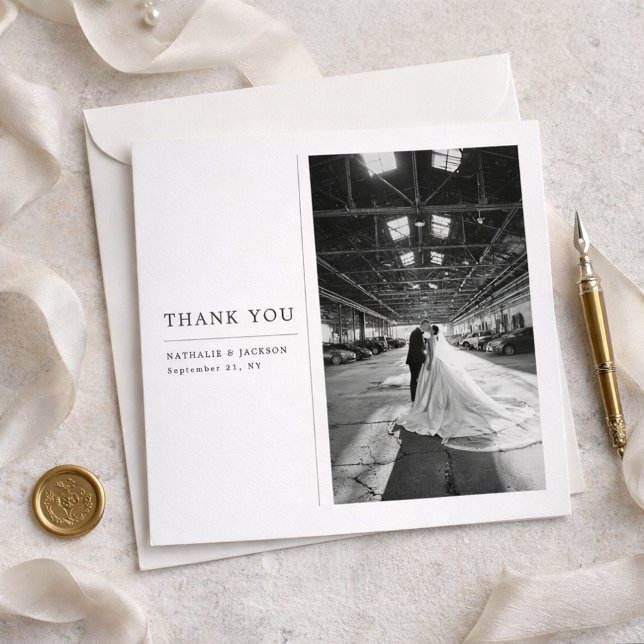 Carte De Remerciements Classic Formal Wedding Photo Square Thank You Card (Créateur téléchargé)