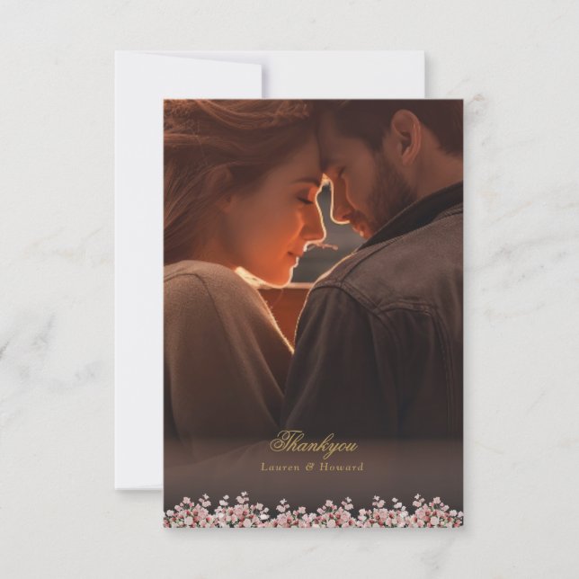 Carte De Remerciements classic french floral garden chateau wedding (Devant)