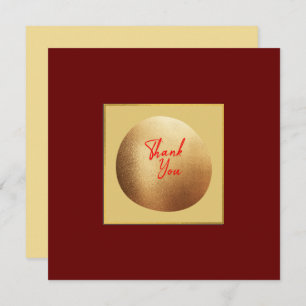 Carte De Remerciements Classic Gold Abstrait Élégant Royal Red