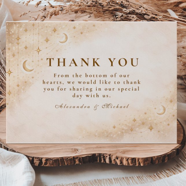 Carte De Remerciements Classic Gold Moonlight Wedding (Créateur téléchargé)