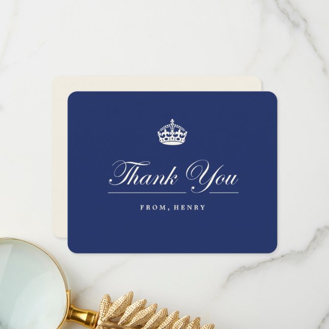 Carte De Remerciements Classic Keep Calm Navy Blue 30th Birthday Party (Devant/Arrière en situation)