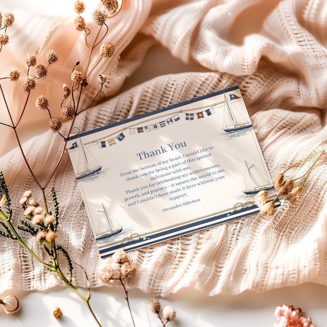 Carte De Remerciements Classic Nautical Sailboat Birthday (Créateur téléchargé)