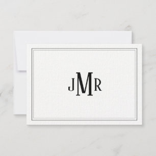 Carte De Remerciements Classic Noir et blanc monogrammed