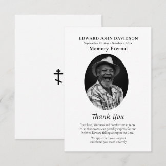 Carte De Remerciements Classic Photo Orthodox Christian Memorial