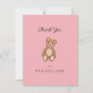 Carte De Remerciements Classic Teddy Bear Baby shower rose