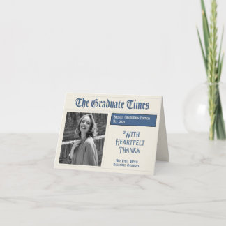 Carte De Remerciements Classic Vintage Newspaper style graduation 2026