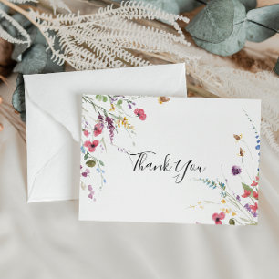 Carte De Remerciements Classic Wild Colorful Floral Flat Mariage