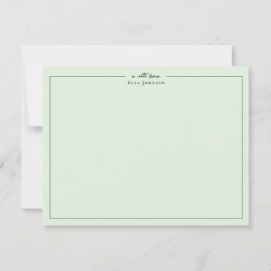 Carte De Remerciements Classique Moderne Mint vert feminine Professionnel