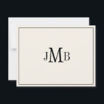 Carte De Remerciements Classique noir et écru monogrammé plat<br><div class="desc">Classique,  élégant,  professionnel Cartes de remerciement plates monogrammées avec des lettres grasses. parfait pour la correspondance professionnelle.  
Ce sont des cartes de notes plates. Si vous voulez des cartes pliées,  allez en bas de la page où il est écrit "Transférer ce design" et sélectionnez Carte de remerciement pliée.</div>