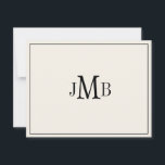 Carte De Remerciements Classique noir et écru monogrammé plat<br><div class="desc">Classique,  élégant,  professionnel Cartes de remerciement plates monogrammées avec des lettres grasses. parfait pour la correspondance professionnelle.  
Ce sont des cartes de notes plates. Si vous voulez des cartes pliées,  allez en bas de la page où il est écrit "Transférer ce design" et sélectionnez Carte de remerciement pliée.</div>