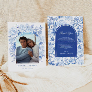 Carte De Remerciements Classy Blue White Chinoiserie Mariage Photo