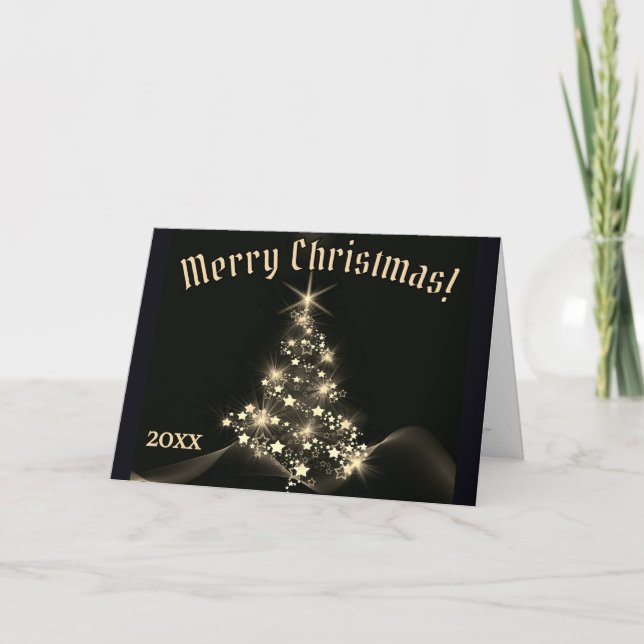 Carte De Remerciements Classy Elegance Gold Shine Stars Christmas Tree   (Devant)