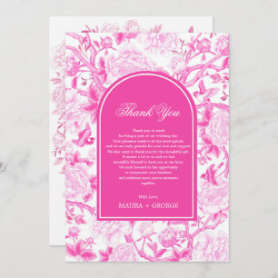 Carte De Remerciements Classy Fuchsia Chinoiserie rose Mariage Photo