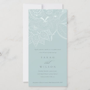 Carte De Remerciements Classy Ornate Paisley Dusky Blue Wedding Invitatio