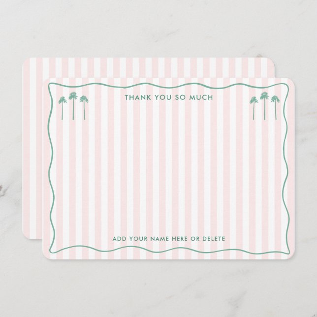 Carte De Remerciements Classy Palm Springs Pink Green Bridal Shower (Devant / Derrière)