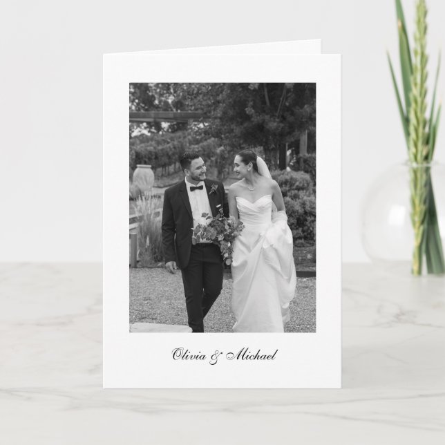 Carte De Remerciements Classy Script Photo Folded Wedding Thank You (Devant)