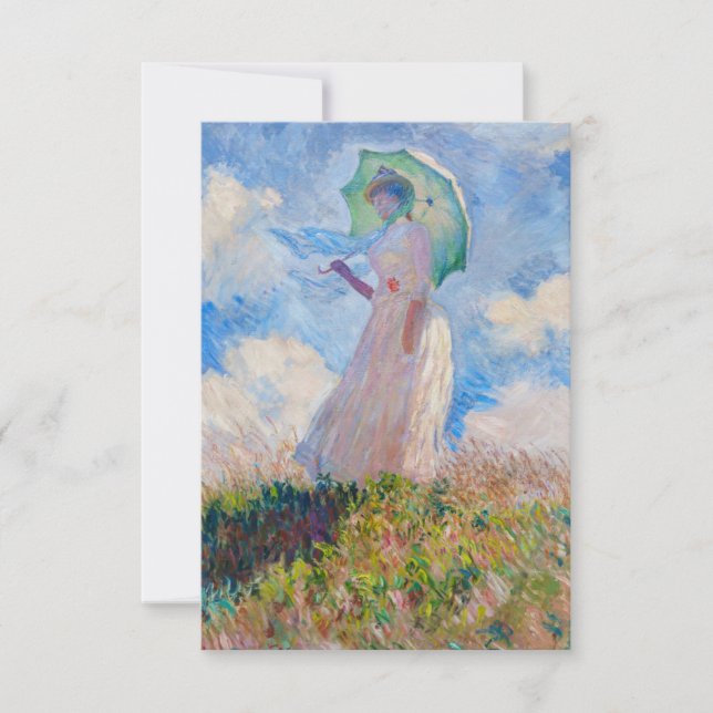 Carte De Remerciements Claude Monet - Femme avec Parasol face à gauche (Devant)