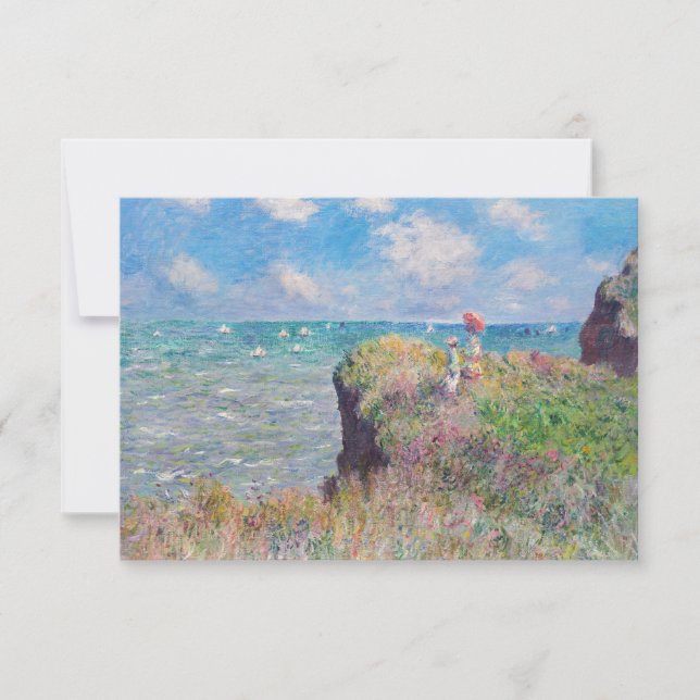 Carte De Remerciements Claude Monet - Promenade sur la falaise à Pourvill (Devant)