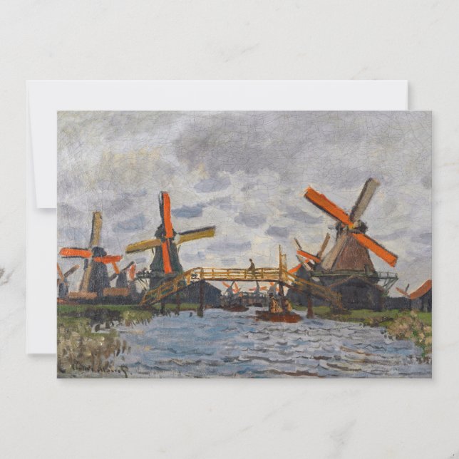 Carte De Remerciements Claude Monet - Windmills près de Zaandam (Devant)