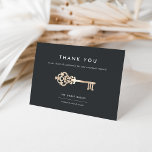 Carte De Remerciements Clé vintage | Entreprise immobilière ou immobilier<br><div class="desc">Envoyez vos remerciements à vos clients et à la communauté, et annoncez votre réouverture, avec ces élégantes cartes de marque pour les agences immobilières, les sociétés immobilières et les sociétés de gestion immobilière. Le design présente du lettrage blanc moderne sur un arrière - plan noir doux accentué d'une illustration vintage...</div>
