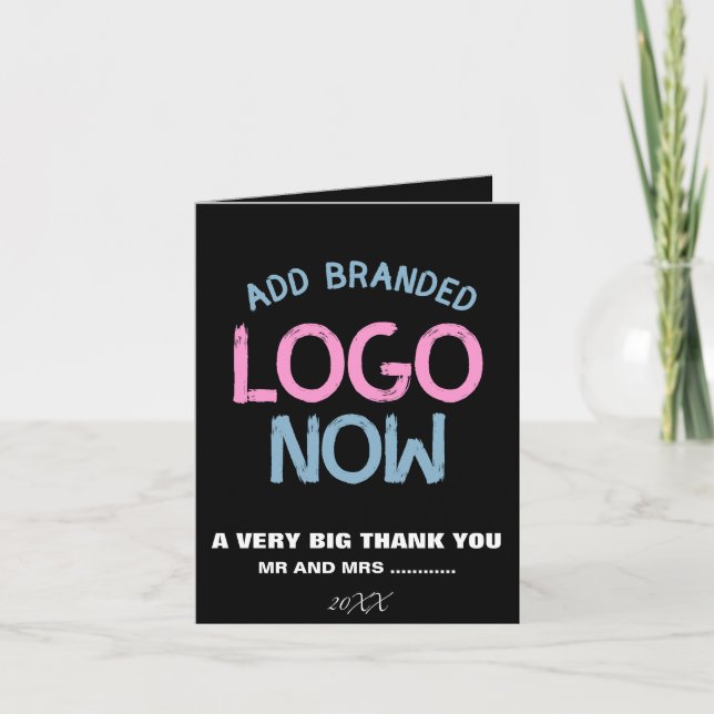 CARTE DE REMERCIEMENTS CLIENT SIMPLE CONTEMPORAIN PROPRE NOIR MODE (Devant)