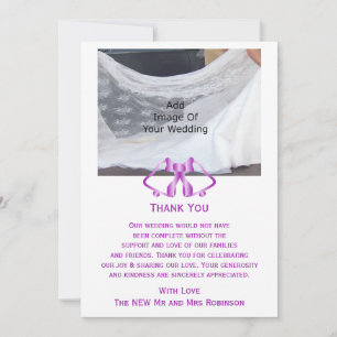 Carte De Remerciements Cloches Et Ruban Mariages Violets
