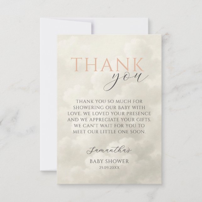 Carte De Remerciements Cloud Nine Modern Baby Shower Thank You (Devant)