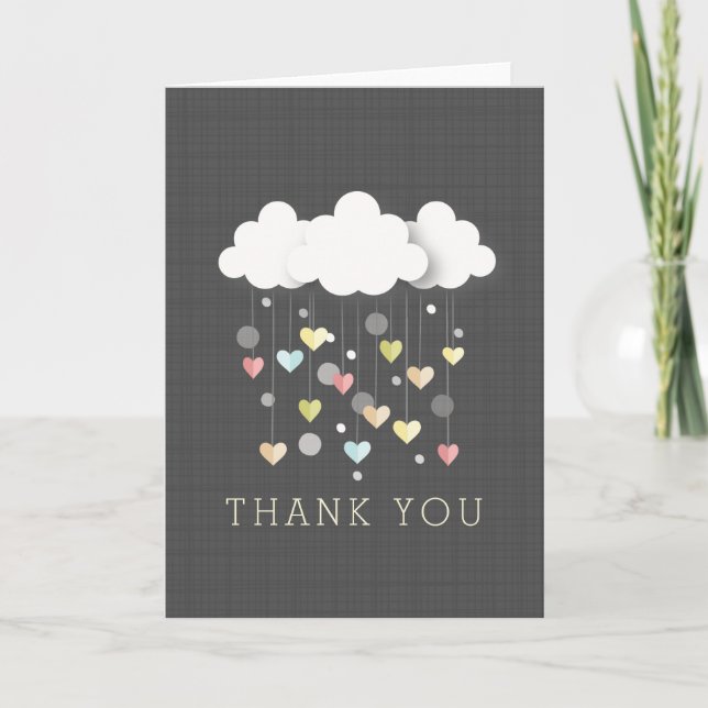 Carte De Remerciements Clouds + Hearts Neutral Baby Shower Thank You (Devant)